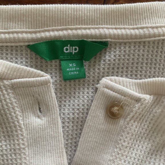 BRAND NEW Dip long sleeve Basic waffle Weave Ivory Henley top size xs thermal - Picture 3 of 12